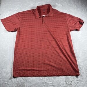 Nike Golf Polo Shirt Mens XXL Orange Allover Print Stretch SS Fit Dry
